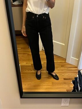 Vintage 501 Levi's Jet Black Straight-Leg Jeans USA